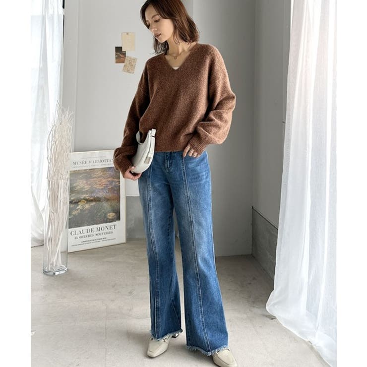 ふわっと軽やか◎メランジ調Vネックニットプルオーバー（長袖） | Classical Elf  | 詳細画像28 