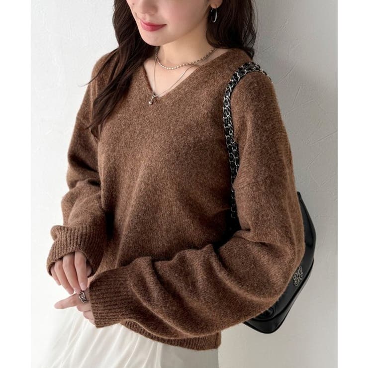 ふわっと軽やか◎メランジ調Vネックニットプルオーバー（長袖） | Classical Elf  | 詳細画像29 