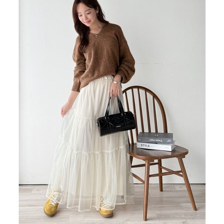 ふわっと軽やか◎メランジ調Vネックニットプルオーバー（長袖） | Classical Elf  | 詳細画像30 