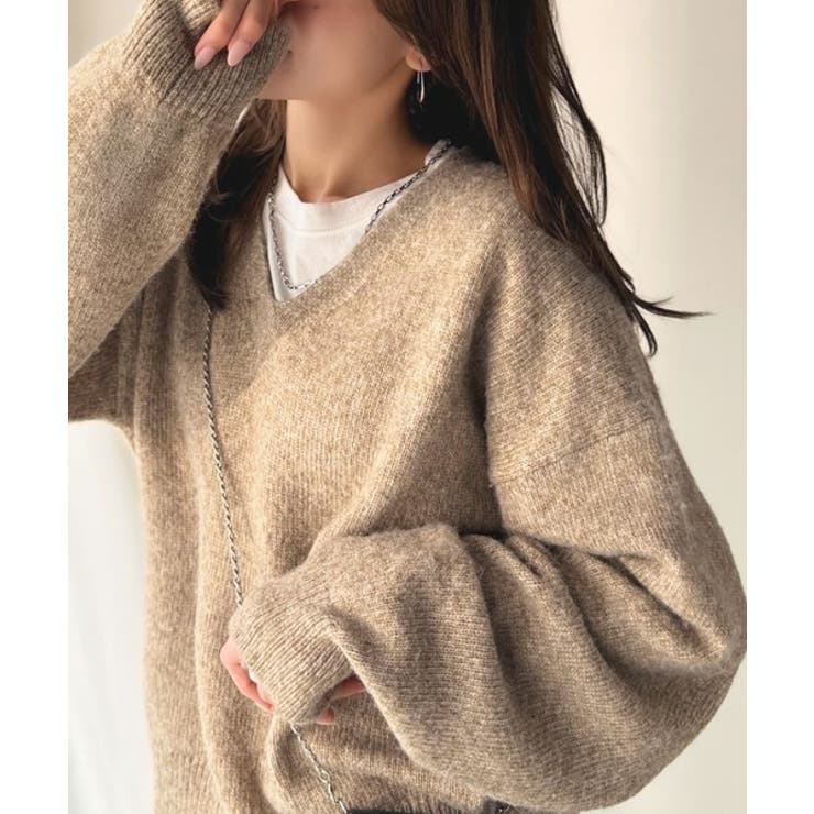 ふわっと軽やか◎メランジ調Vネックニットプルオーバー（長袖） | Classical Elf  | 詳細画像31 