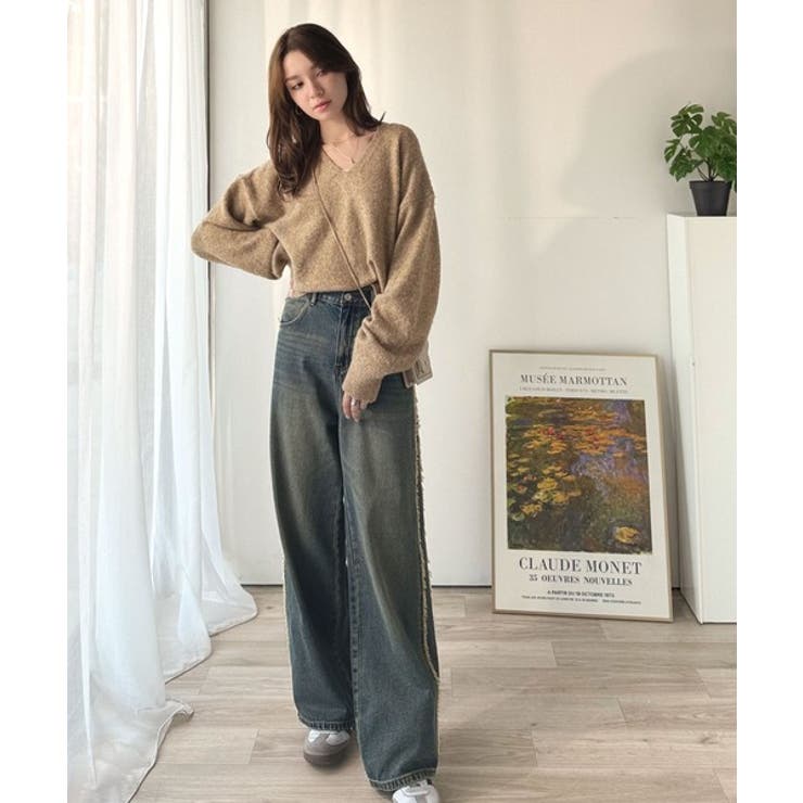 ふわっと軽やか◎メランジ調Vネックニットプルオーバー（長袖） | Classical Elf  | 詳細画像37 