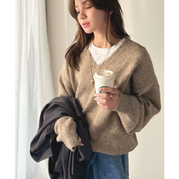 ふわっと軽やか◎メランジ調Vネックニットプルオーバー（長袖） | Classical Elf  | 詳細画像38 