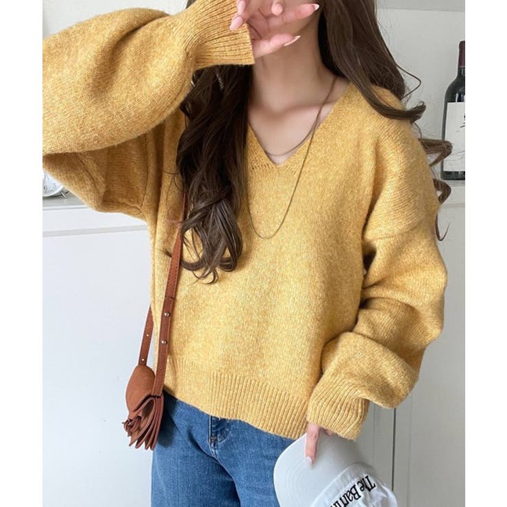 ふわっと軽やか◎メランジ調Vネックニットプルオーバー（長袖） | Classical Elf  | 詳細画像42 