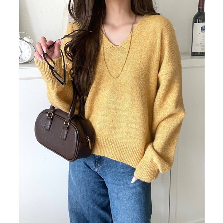 ふわっと軽やか◎メランジ調Vネックニットプルオーバー（長袖） | Classical Elf  | 詳細画像43 