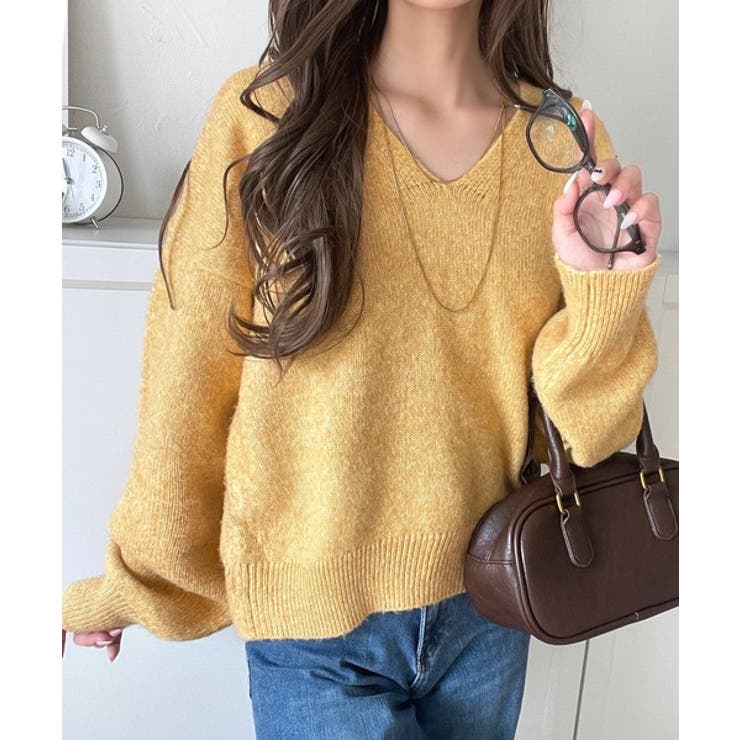 ふわっと軽やか◎メランジ調Vネックニットプルオーバー（長袖） | Classical Elf  | 詳細画像45 