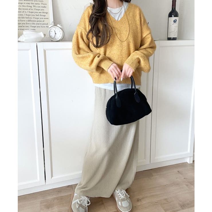 ふわっと軽やか◎メランジ調Vネックニットプルオーバー（長袖） | Classical Elf  | 詳細画像49 