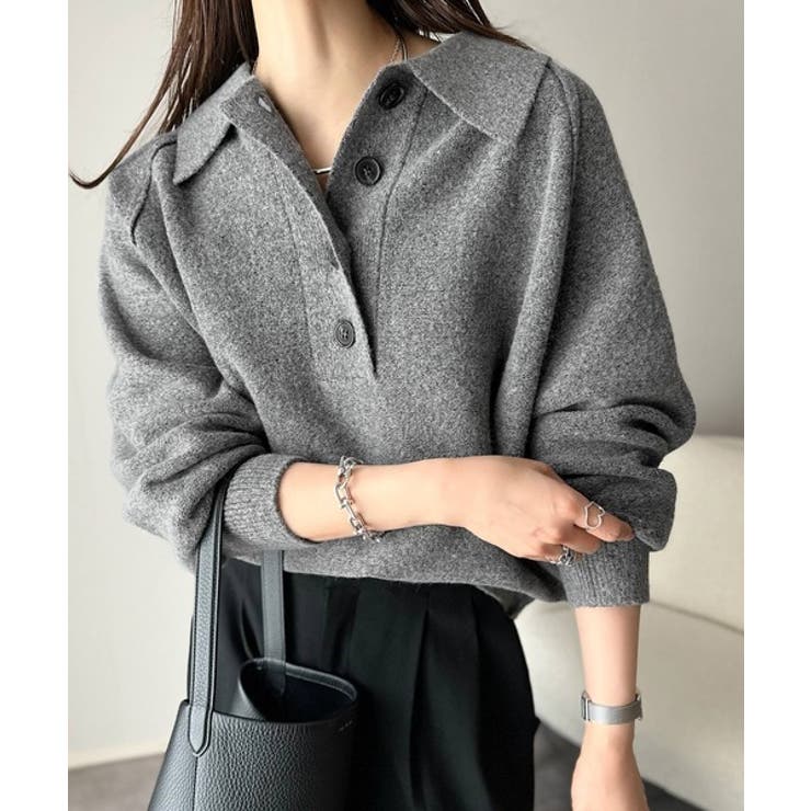 ふんわり＆もっちりな肌ざわり。襟付きラグランスリーブニットプルオーバー（長袖） | Classical Elf  | 詳細画像14 