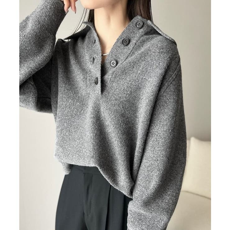 ふんわり＆もっちりな肌ざわり。襟付きラグランスリーブニットプルオーバー（長袖） | Classical Elf  | 詳細画像15 