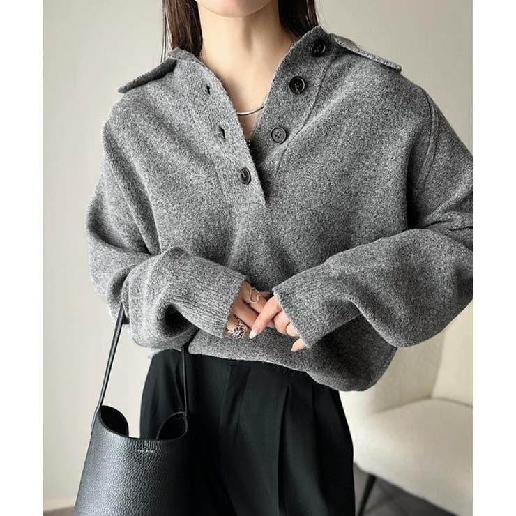 ふんわり＆もっちりな肌ざわり。襟付きラグランスリーブニットプルオーバー（長袖） | Classical Elf  | 詳細画像16 