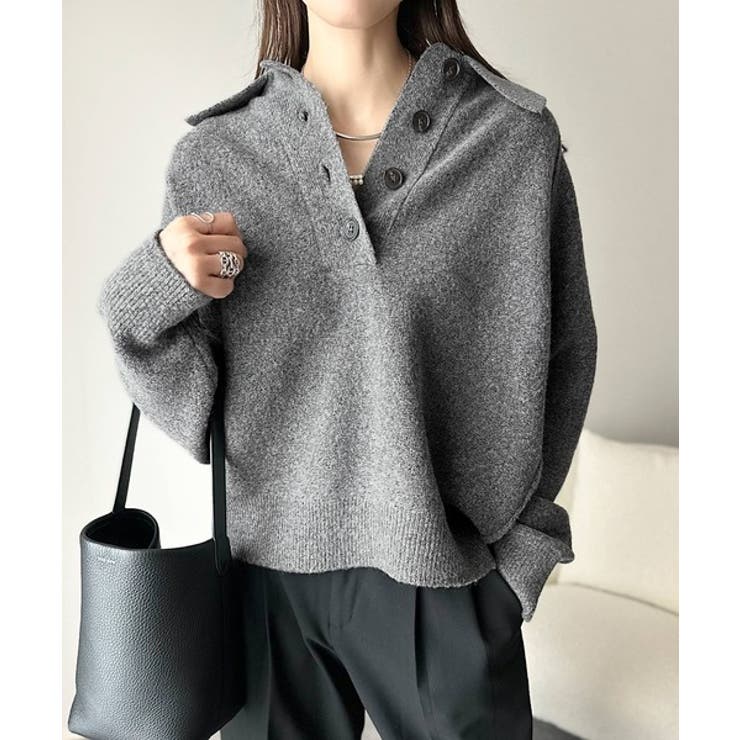 ふんわり＆もっちりな肌ざわり。襟付きラグランスリーブニットプルオーバー（長袖） | Classical Elf  | 詳細画像17 