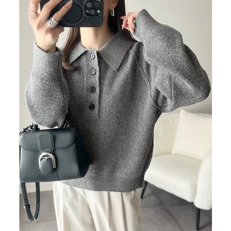 ふんわり＆もっちりな肌ざわり。襟付きラグランスリーブニットプルオーバー（長袖） | Classical Elf  | 詳細画像20 