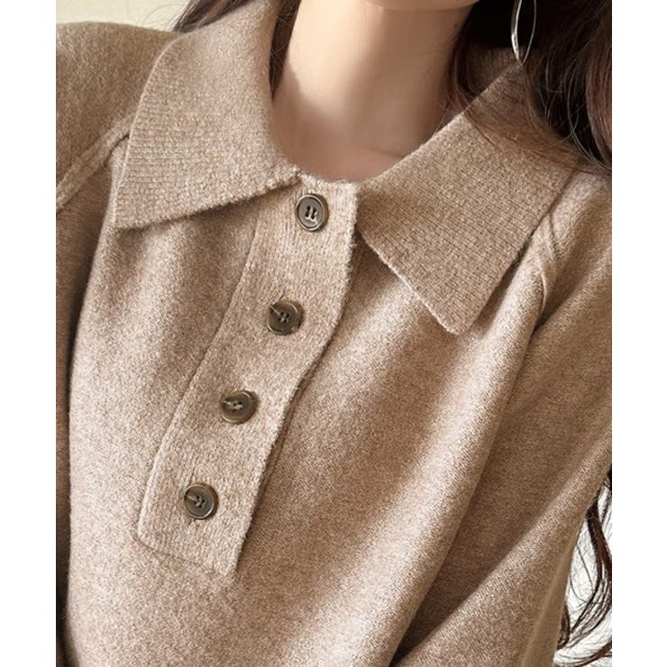 ふんわり＆もっちりな肌ざわり。襟付きラグランスリーブニットプルオーバー（長袖） | Classical Elf  | 詳細画像30 