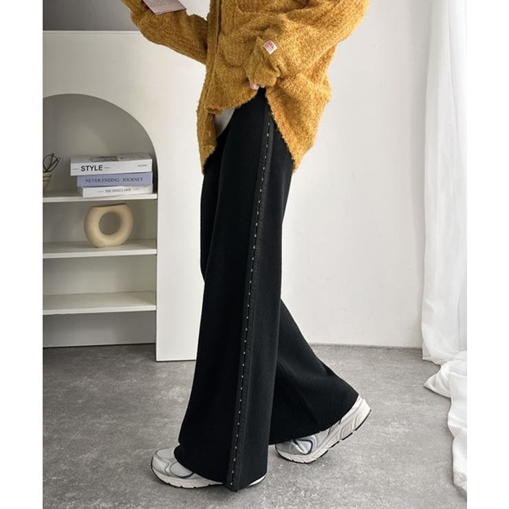 個性と美シルエットの共演。サイドホックデザインリブニットパンツ | Classical Elf  | 詳細画像7 