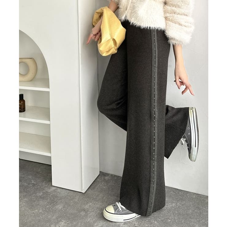 個性と美シルエットの共演。サイドホックデザインリブニットパンツ | Classical Elf  | 詳細画像18 