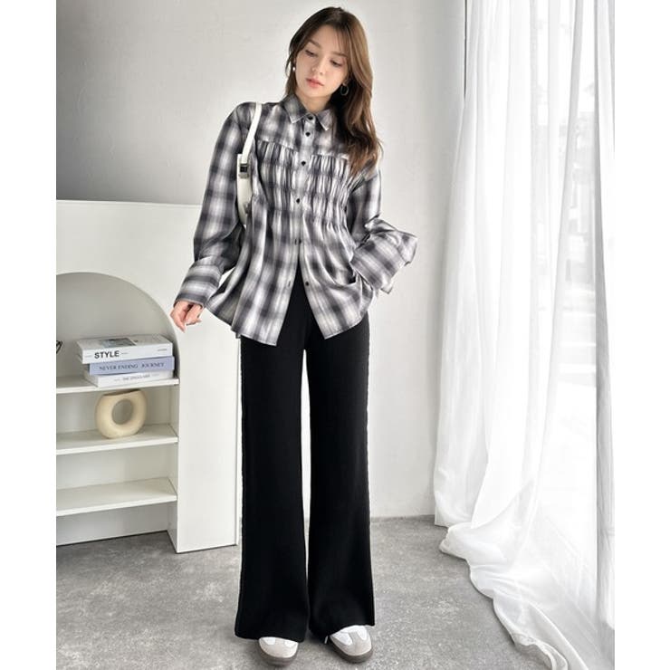 個性と美シルエットの共演。サイドホックデザインリブニットパンツ | Classical Elf  | 詳細画像3 