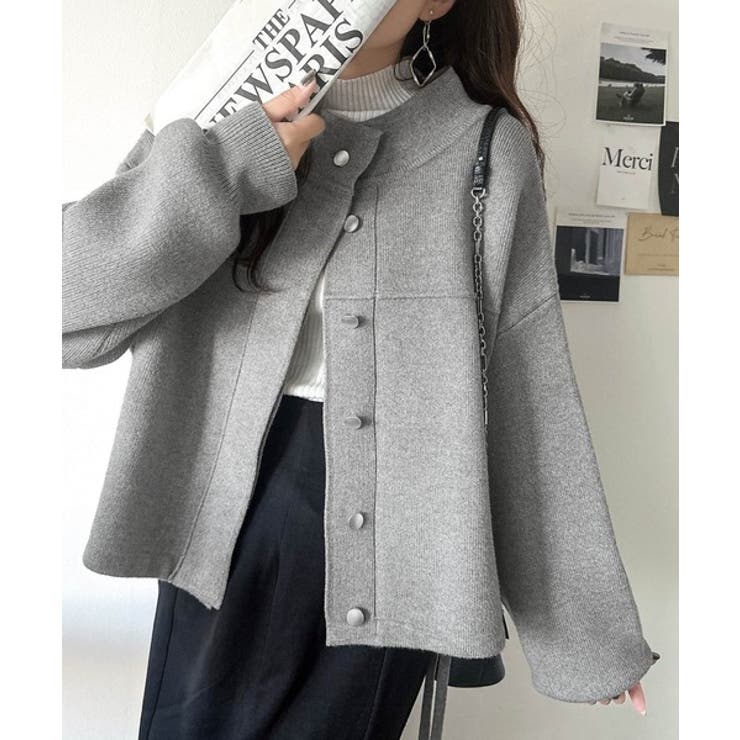 シンプルで洗練されたデザインが魅力！サイドドロスト比翼ニット