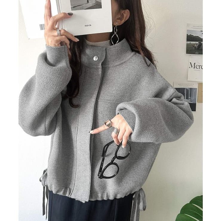 シンプルで洗練されたデザインが魅力！サイドドロスト比翼ニットブルゾン | Classical Elf  | 詳細画像17 