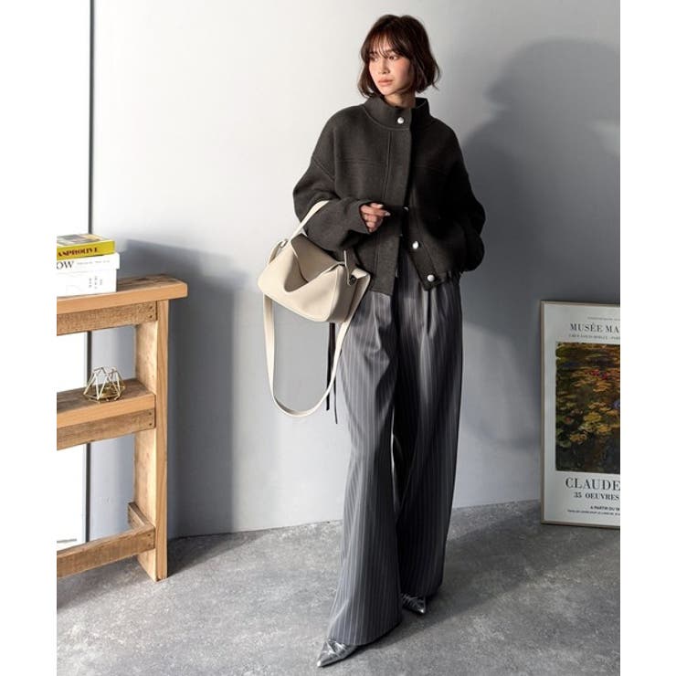 シンプルで洗練されたデザインが魅力！サイドドロスト比翼ニットブルゾン | Classical Elf  | 詳細画像26 