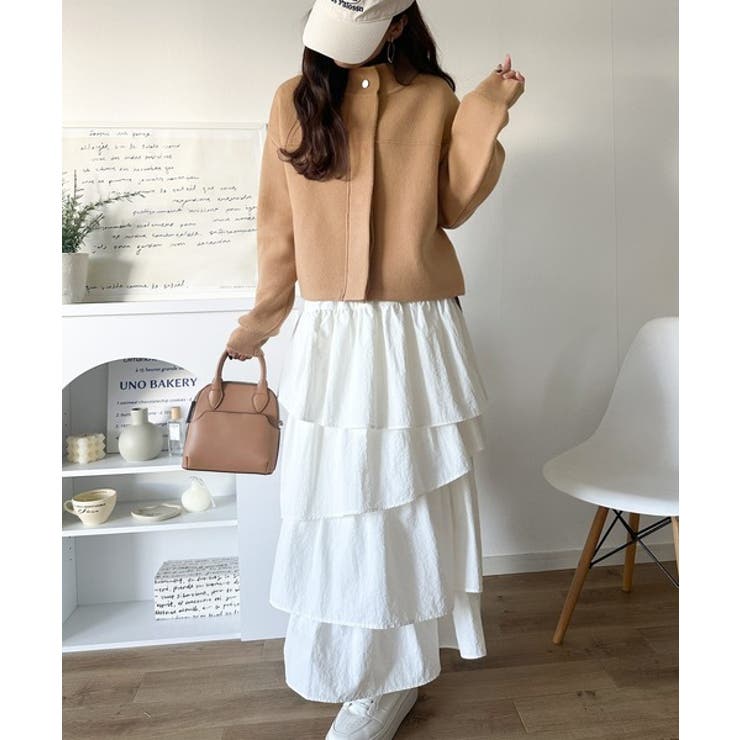 シンプルで洗練されたデザインが魅力！サイドドロスト比翼ニットブルゾン | Classical Elf  | 詳細画像31 