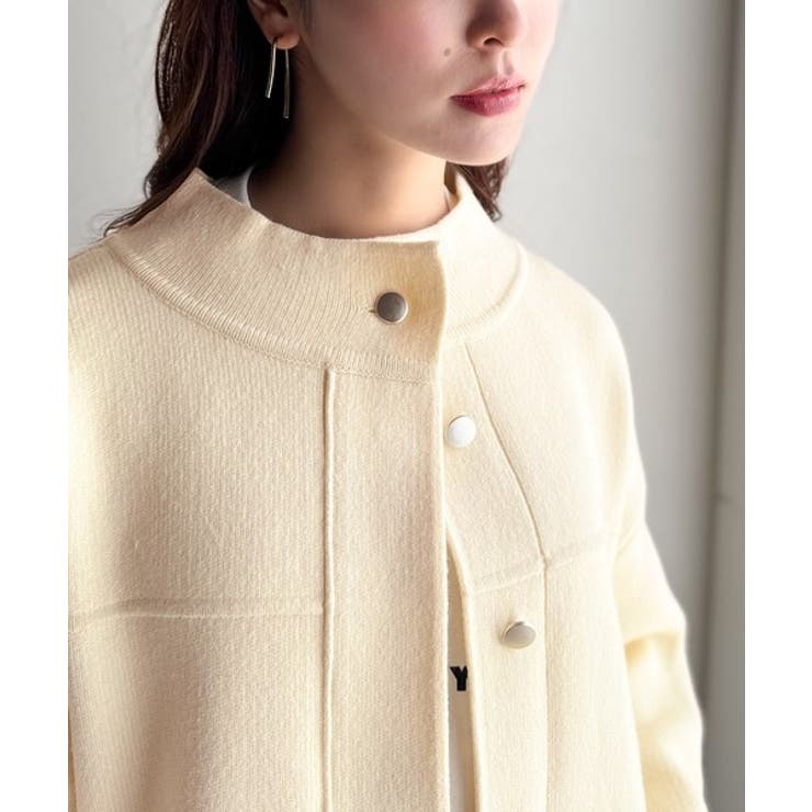 シンプルで洗練されたデザインが魅力！サイドドロスト比翼ニットブルゾン | Classical Elf  | 詳細画像39 