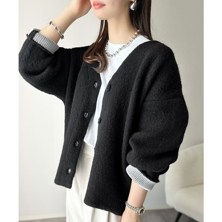 袖先から薫る。こなれ感たっぷりのこっくり配色。Wフェイス裏配色Vネックカーディガ… | Classical Elf  | 詳細画像9 