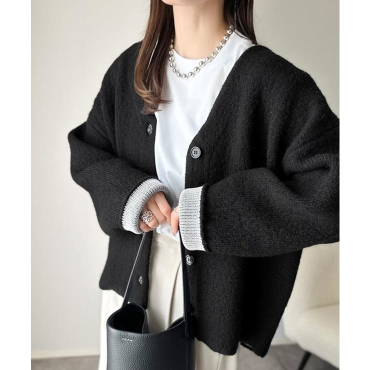 袖先から薫る。こなれ感たっぷりのこっくり配色。Wフェイス裏配色Vネックカーディガ… | Classical Elf  | 詳細画像12 