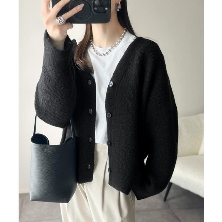 袖先から薫る。こなれ感たっぷりのこっくり配色。Wフェイス裏配色Vネックカーディガ… | Classical Elf  | 詳細画像14 