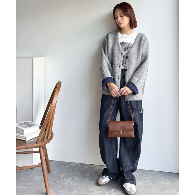 袖先から薫る。こなれ感たっぷりのこっくり配色。Wフェイス裏配色Vネックカーディガ… | Classical Elf  | 詳細画像18 