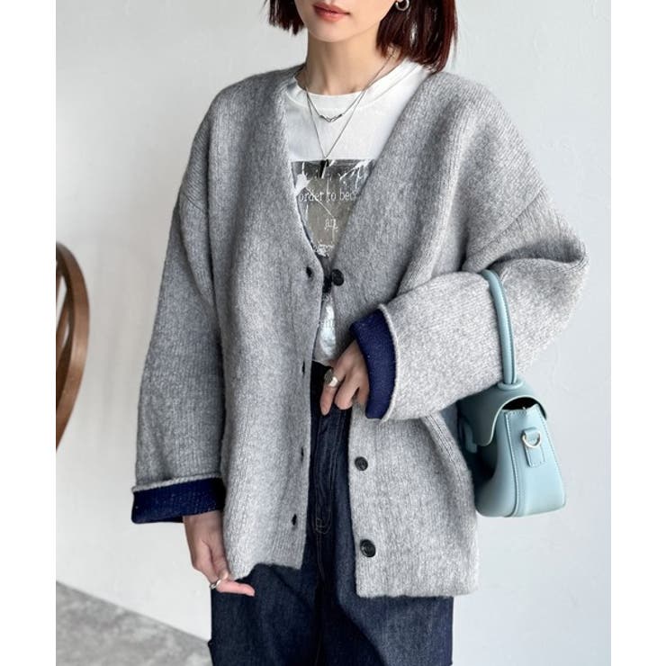 袖先から薫る。こなれ感たっぷりのこっくり配色。Wフェイス裏配色Vネックカーディガ… | Classical Elf  | 詳細画像19 