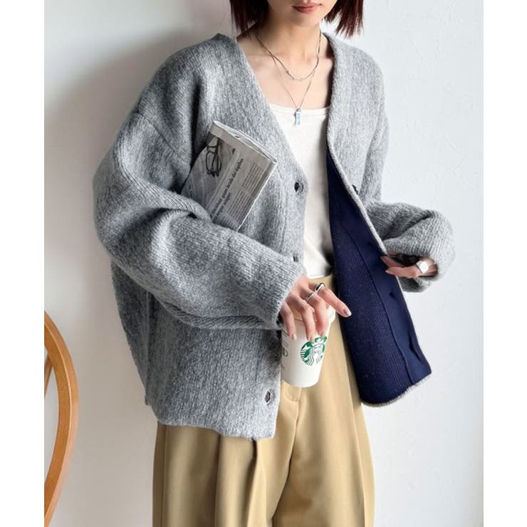 袖先から薫る。こなれ感たっぷりのこっくり配色。Wフェイス裏配色Vネックカーディガ… | Classical Elf  | 詳細画像21 