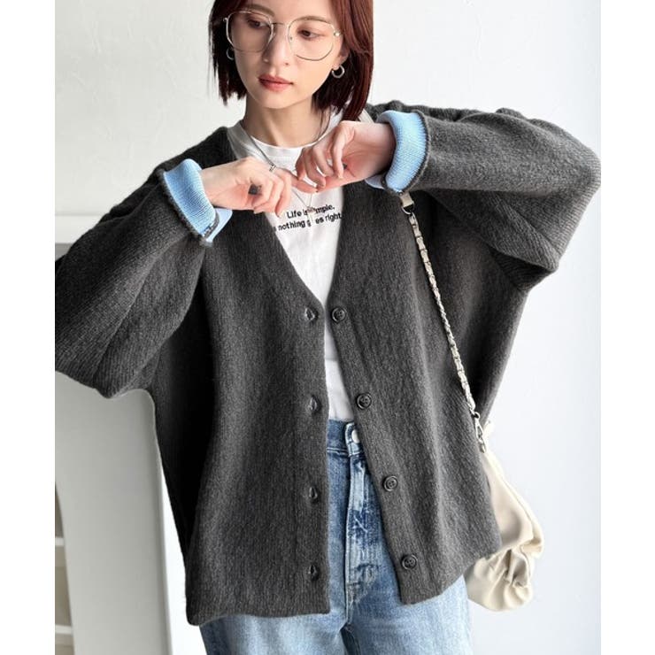 袖先から薫る。こなれ感たっぷりのこっくり配色。Wフェイス裏配色Vネックカーディガ… | Classical Elf  | 詳細画像27 