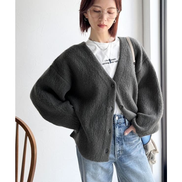 袖先から薫る。こなれ感たっぷりのこっくり配色。Wフェイス裏配色Vネックカーディガ… | Classical Elf  | 詳細画像30 