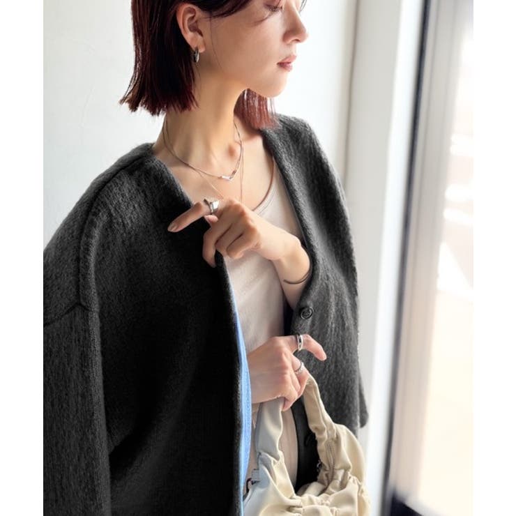 袖先から薫る。こなれ感たっぷりのこっくり配色。Wフェイス裏配色Vネックカーディガ… | Classical Elf  | 詳細画像32 