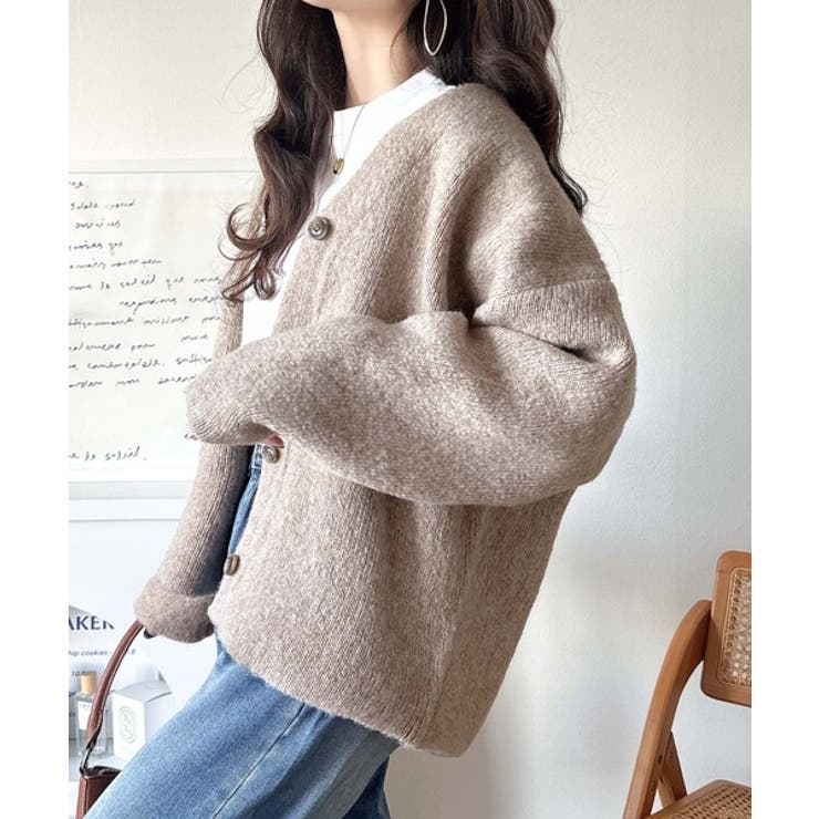 袖先から薫る。こなれ感たっぷりのこっくり配色。Wフェイス裏配色Vネックカーディガ… | Classical Elf  | 詳細画像39 