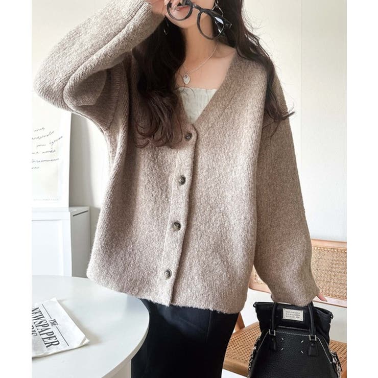 袖先から薫る。こなれ感たっぷりのこっくり配色。Wフェイス裏配色Vネックカーディガ… | Classical Elf  | 詳細画像40 