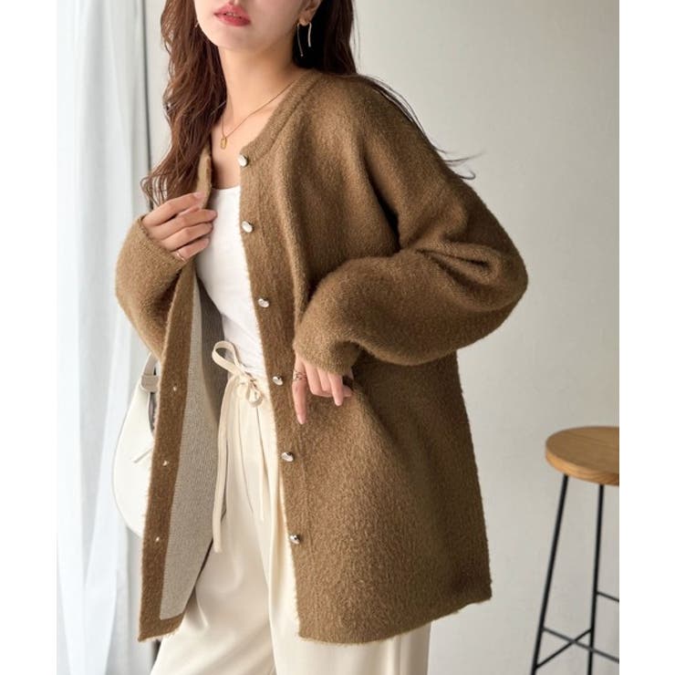 絶妙な配色がお洒落心をくすぐる！ダブルフェイスフェザーカーディガン | Classical Elf  | 詳細画像10 