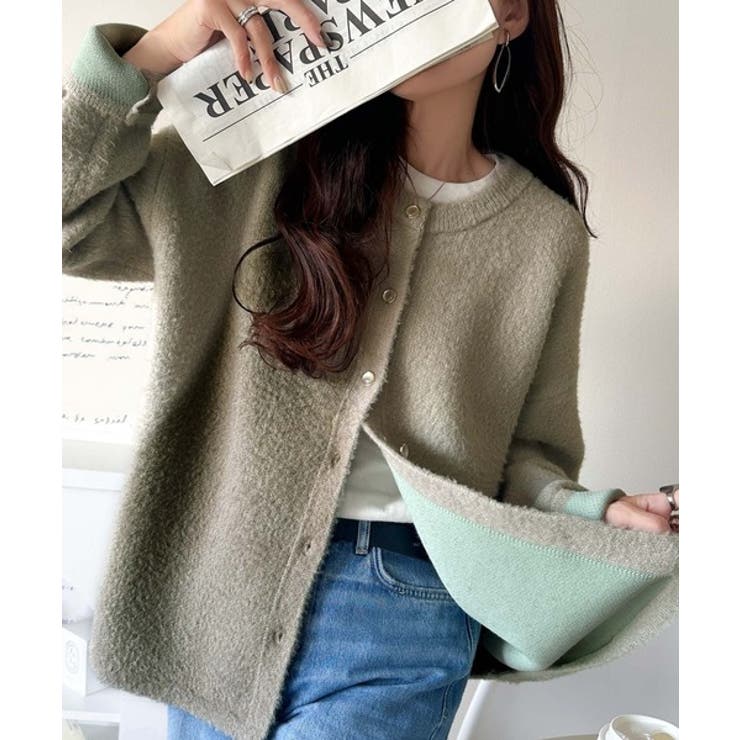 絶妙な配色がお洒落心をくすぐる！ダブルフェイスフェザーカーディガン | Classical Elf  | 詳細画像16 