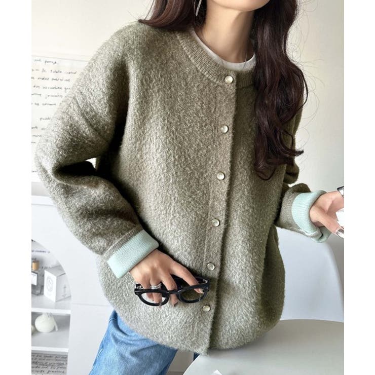 絶妙な配色がお洒落心をくすぐる！ダブルフェイスフェザーカーディガン | Classical Elf  | 詳細画像17 