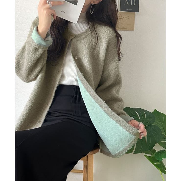 絶妙な配色がお洒落心をくすぐる！ダブルフェイスフェザーカーディガン | Classical Elf  | 詳細画像19 