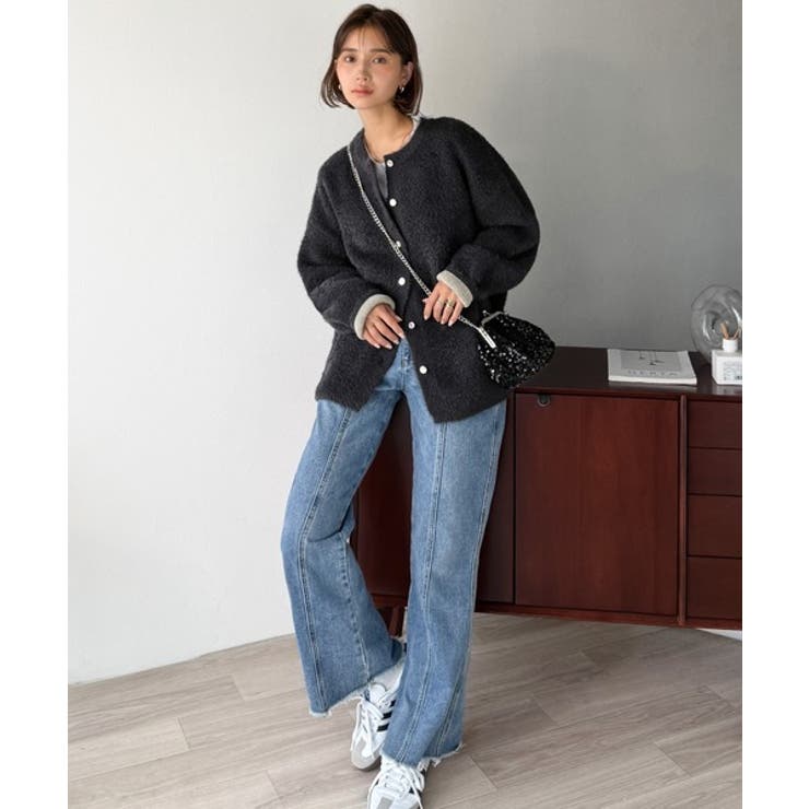 絶妙な配色がお洒落心をくすぐる！ダブルフェイスフェザーカーディガン | Classical Elf  | 詳細画像5 