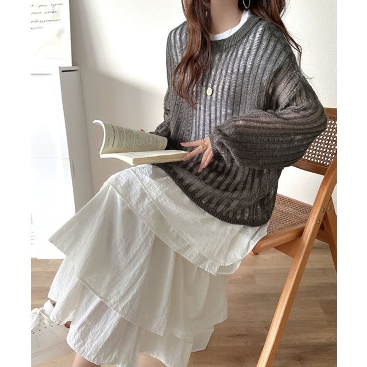 ふんわり×ゆるっと。前後２way針抜きリブ編みカーディガン（長袖） | Classical Elf  | 詳細画像25 