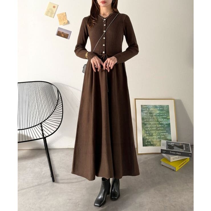 一枚で上品なラク可愛いが完成！ウエストリボンニットワンピース（ロング丈） | Classical Elf  | 詳細画像11 