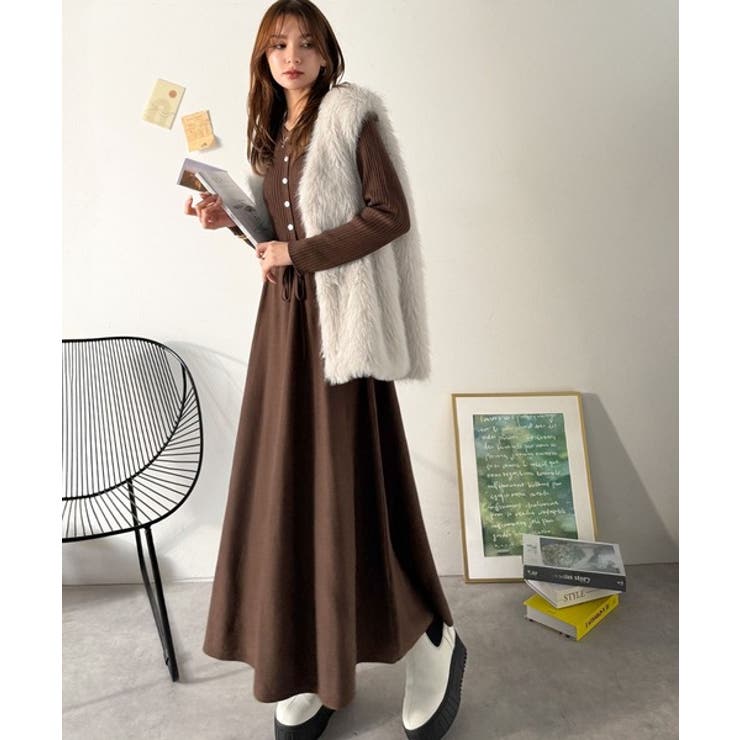 一枚で上品なラク可愛いが完成！ウエストリボンニットワンピース（ロング丈） | Classical Elf  | 詳細画像19 