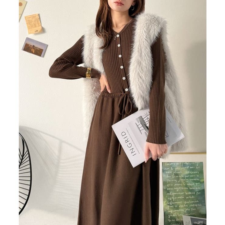 一枚で上品なラク可愛いが完成！ウエストリボンニットワンピース（ロング丈） | Classical Elf  | 詳細画像20 