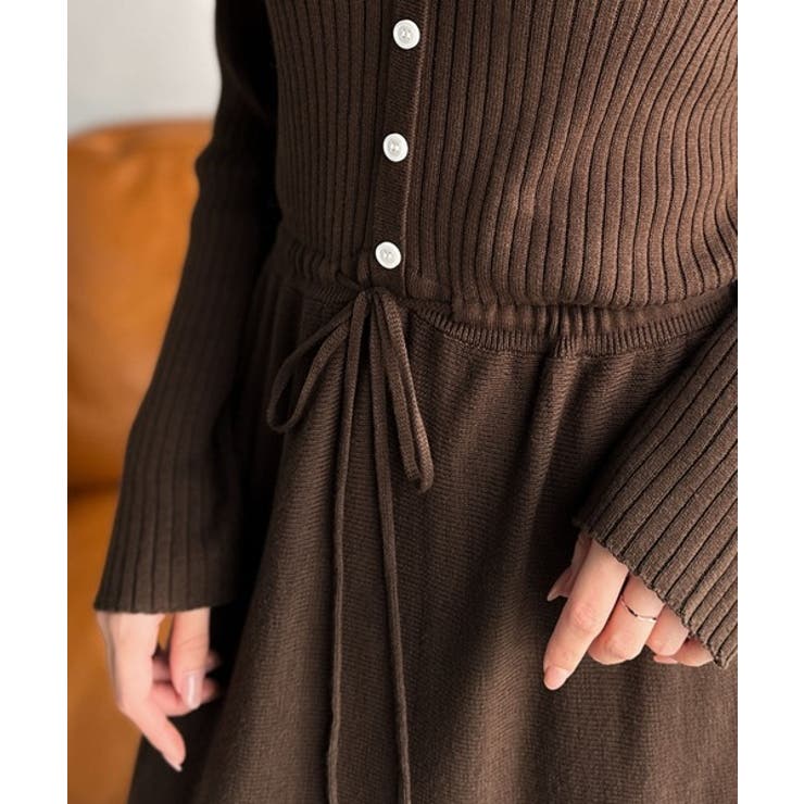 一枚で上品なラク可愛いが完成！ウエストリボンニットワンピース（ロング丈） | Classical Elf  | 詳細画像21 
