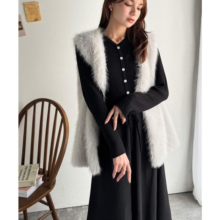 一枚で上品なラク可愛いが完成！ウエストリボンニットワンピース（ロング丈） | Classical Elf  | 詳細画像7 