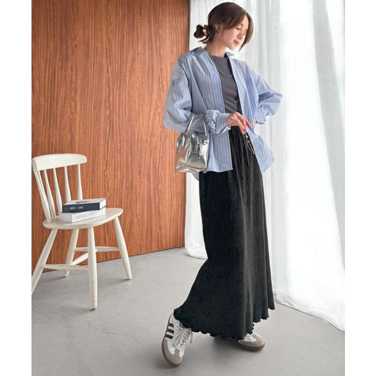 微光沢素材が叶える大人の余裕。ウエスト2wayふんわり楊柳プリーツスカート（ロン… | Classical Elf  | 詳細画像10 