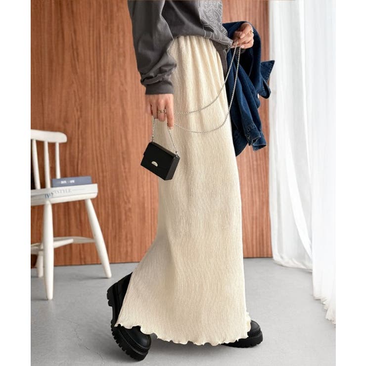 微光沢素材が叶える大人の余裕。ウエスト2wayふんわり楊柳プリーツスカート（ロン… | Classical Elf  | 詳細画像3 