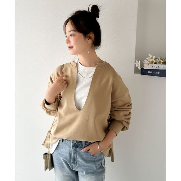 暖かさもこなれ感も、一枚で“洒落見え”。深Vネック裏起毛プルオーバー（長袖） | Classical Elf  | 詳細画像27 