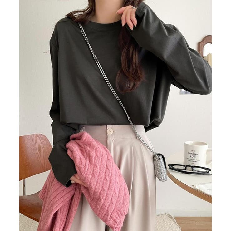 チャコール | 品よく、楽ちん。大人の余裕が漂う。シルケット素材 レイヤード ラウンドヘム | Classical Elf 